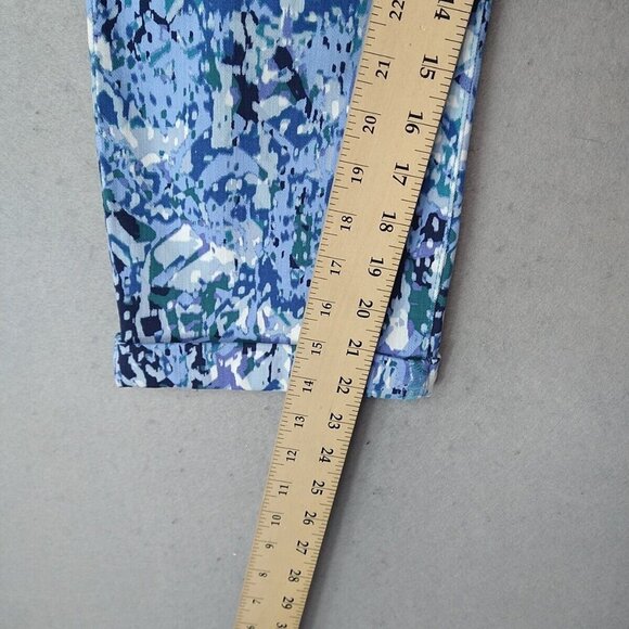 Nine West Chrystie Capri Jeans Womens 8 Blue Allover Print Crop Comfort Spring - Picture 8 of 13